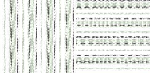Stripe pattern textured set in grey, green, white. Seamless herringbone textured lines graphic art for shirt, dress, skirt, other modern spring summer autumn winter everyday fashion textile print.