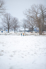 People walking on frozen lake erie near cleveland ohio