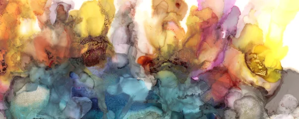 Fotobehang Art Abstract painting blots flow background. Alcohol ink colors. Marble texture. © Liliia