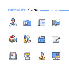 Mass media - modern line design style icons set