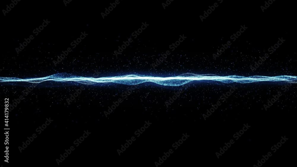 Poster abstract glowing mesh wave field fx with fractal particles loop/ 4k animation of an abstract fractal