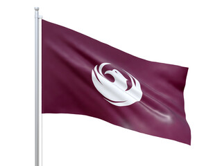 Aberdeen (city in Washington state) flag waving on white background, close up, isolated. 3D render