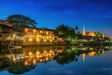 CHANTHABURI - THAILAND 28 November 2020 : Old Town Chanthaboon Waterfront at night.