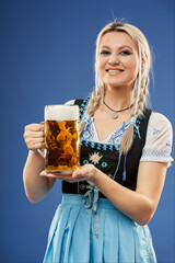 Blonde German girl with beer
