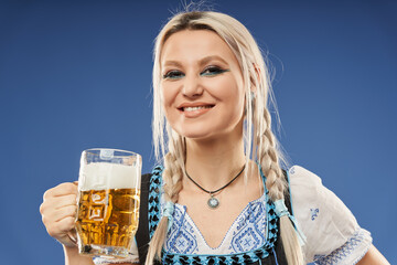 Blonde German girl with beer