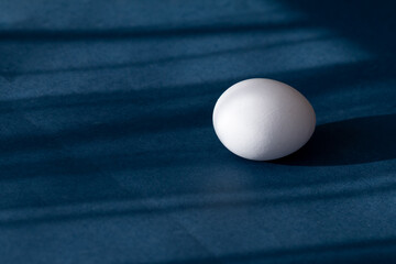 White egg with abstracted shadows on blue background
