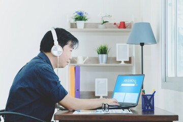 Businessman Internet Online Job Search Computing Computer Laptop with screen