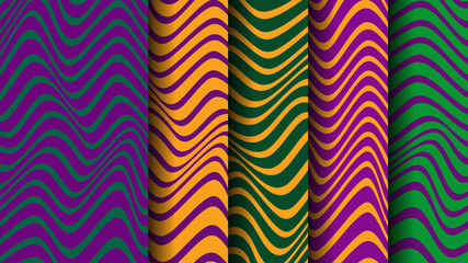 Vector Background with Mardi Gras stripes. Undulating Pattern © svetenergy