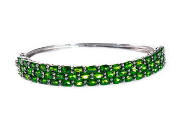 Isolated Emerald bracelet on a white background 
