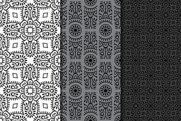 Collection seamless patters with mandala