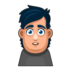 Cute overweight Boy Avatar Character. Young Man Cartoon Style Userpic Icon