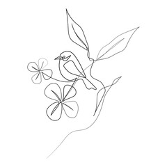 Vector Illustration of Beautiful Bird Line Art Drawing. Good for Cover, Poster, T-Shirt, Graphic Design Print, and others.