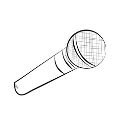 microphone hand draw icon isolated on white background. Vector