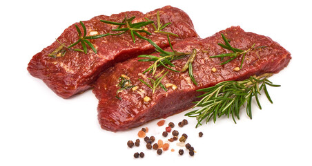 Beef meat, ready to cook, isolated on a white background