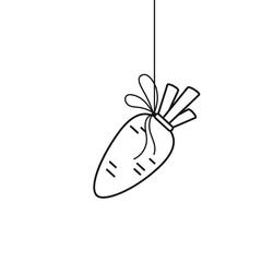 Hanging carrot outline. Motivation concept vector illustration