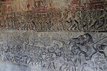 Decorations inside Angkor Wat temple, Cambodia
