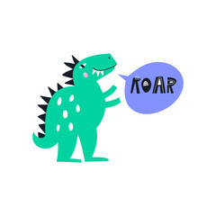 Cute dino made in vector. Dinosaur illustration. © faveteart