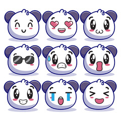 set of funny cartoon faces, kawaii expression