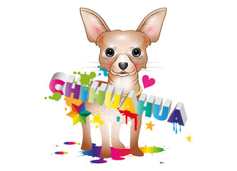 niedlicher verspielter Chihuahua Hund & Typografie