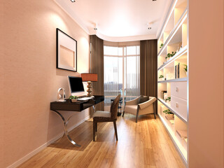3d render of working office interior