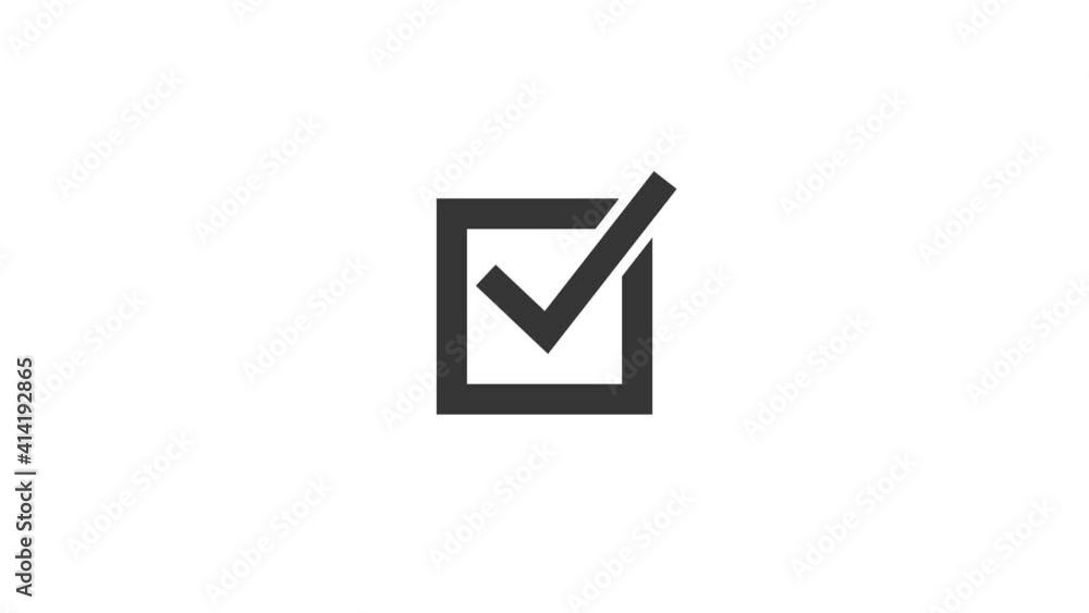 Poster animation in motion graphics of a check mark symbol. symbolizing right. motion graphics.