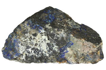 azurite on matrix from USA isolated on white background