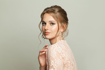 Fototapeta Fashion model woman on white background obraz