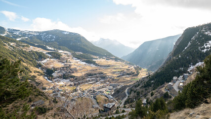beautiful sunset from the heights of canillo, Andorra on the ascent to the famous Roc del Quer