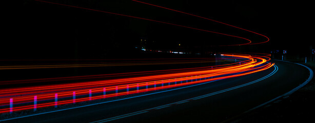 lights of cars with night. long exposure