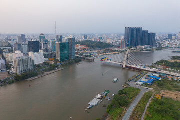 Fototapeta premium Royalty high quality free stock image aerial view of Ho Chi Minh city, Vietnam