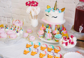 birthday cake unicorn  with candles © Ольга Терехова
