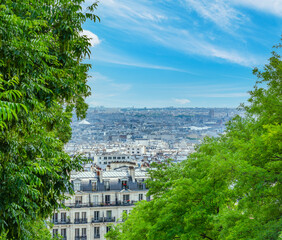 Blue sky over Paris cityscape