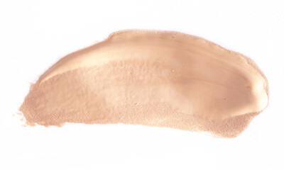 Foundation smear on a white background. A speck of makeup isolated.