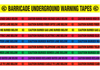 Vector illustration of different Barricade Underground Warning Tapes