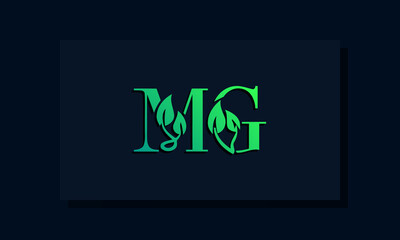 Minimal leaf style Initial MG logo - obrazy, fototapety, plakaty