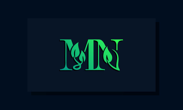 Minimal leaf style Initial MN logo