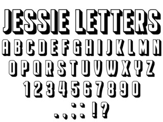 jessie alphabet letters, vector illustration 