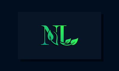 Minimal leaf style Initial NL logo - obrazy, fototapety, plakaty