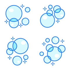 Set of Bubbles icon. Soap foam, fizzy drink, oxygen bubble pictogram pack symbol template for graphic and web design collection logo vector illustration