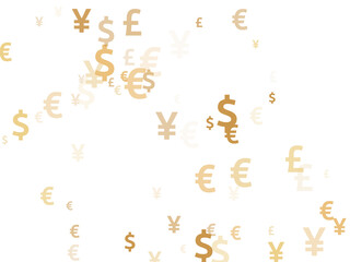 Euro dollar pound yen gold signs flying money vector illustration. Marketing concept. Currency