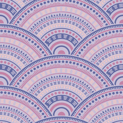 Ethnic circle shapes seamless geometric pattern. © SunwArt