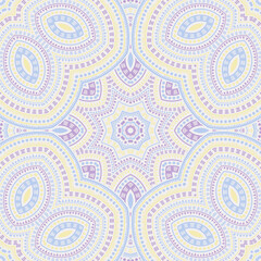 Arabic ethnic geometric vector seamless ornament. Textile print design. Classic antique motif. Porcelain decor design. Circles and lines elements texture.
