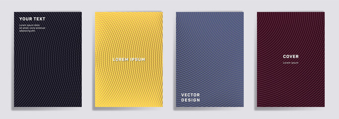 Semicircle lines halftone grid covers vector set.