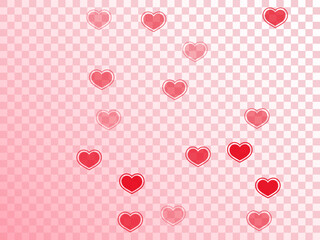 Beautiful red hearts falling vector illustration.