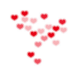 Beautiful red hearts falling vector illustration.