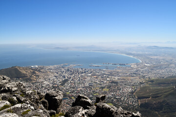Obraz premium View of Cape Town from the top of Table Mountain. South Africa.