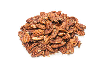 Pecan-nut isolated on white background. Top view.