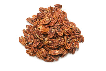 Pecan-nut isolated on white background. Top view.