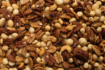 Mix of nuts as a background.
