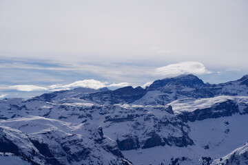 Obraz na płótnie Canvas Panoramic landscape from Swiss ski resort Hoch-Ybrig, Switzerland.